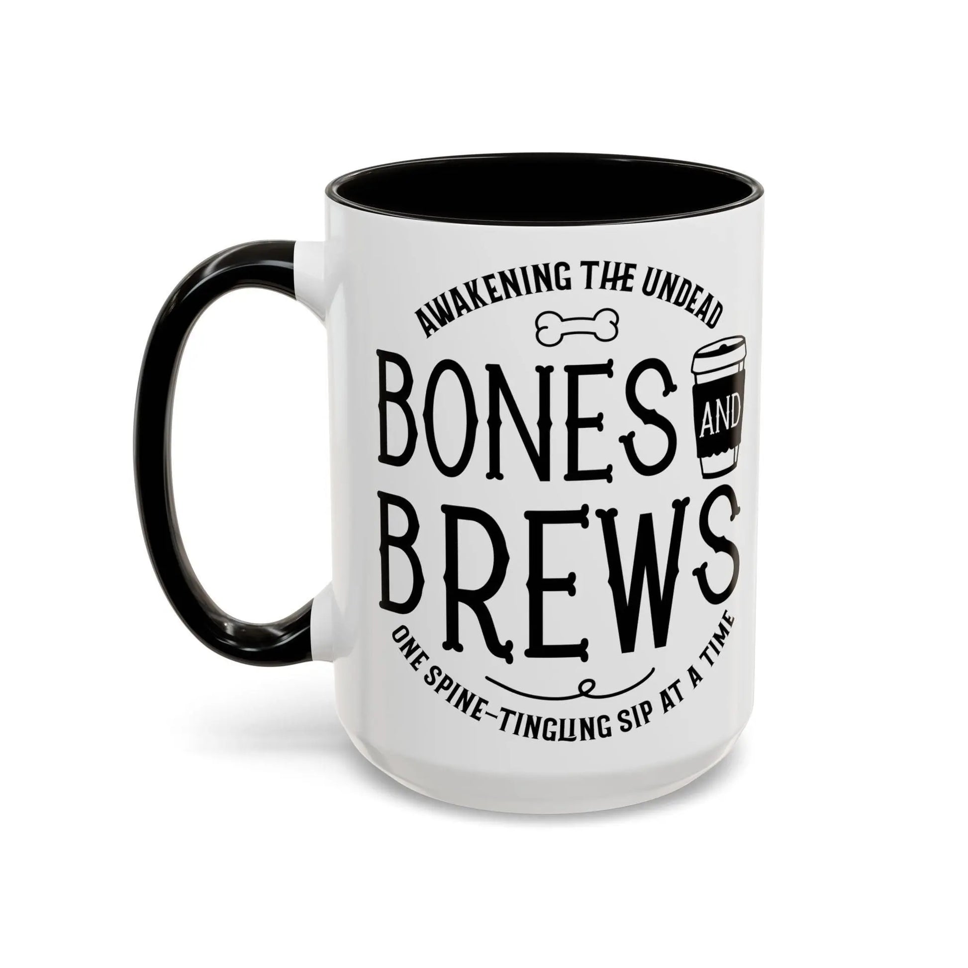 Halloween Coffee Mug: Bones and Brews Design, Colorful Ceramic Rainbow Chaos Art Studio