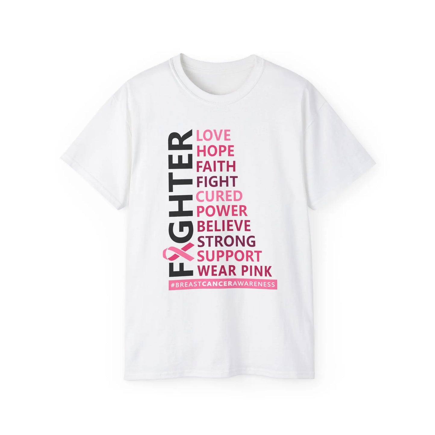Breast Cancer Awareness Tee, Unisex Cotton T-Shirt for Supporters, Gift for Fighters and Survivors, Wear Pink for a Cause, [...] Printify
