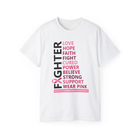 Breast Cancer Awareness Tee, Unisex Cotton T-Shirt for Supporters, Gift for Fighters and Survivors, Wear Pink for a Cause, [...] Printify
