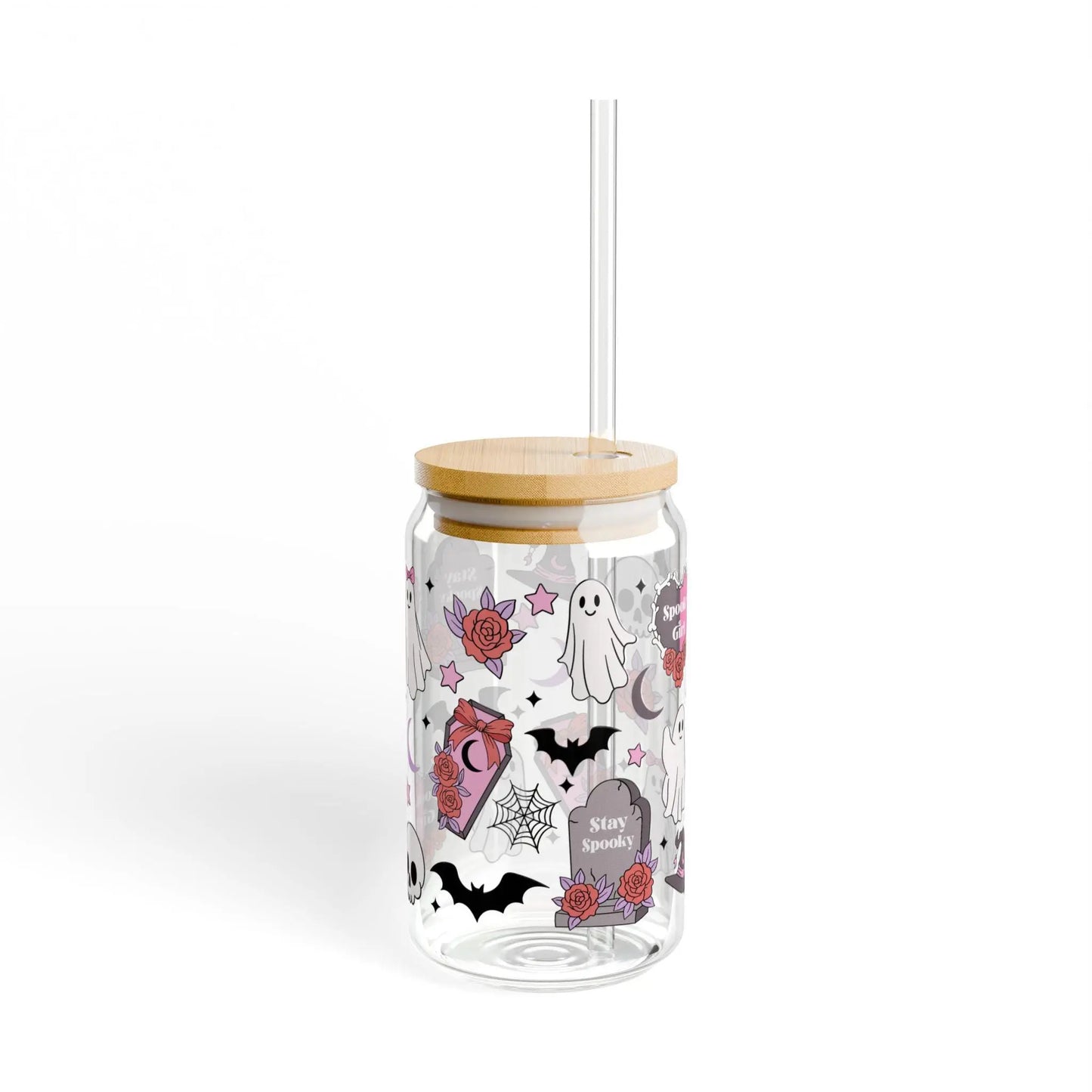Halloween Sipper Glass: Ghostly Drinkware with Tritan Straw Rainbow Chaos Art Studio