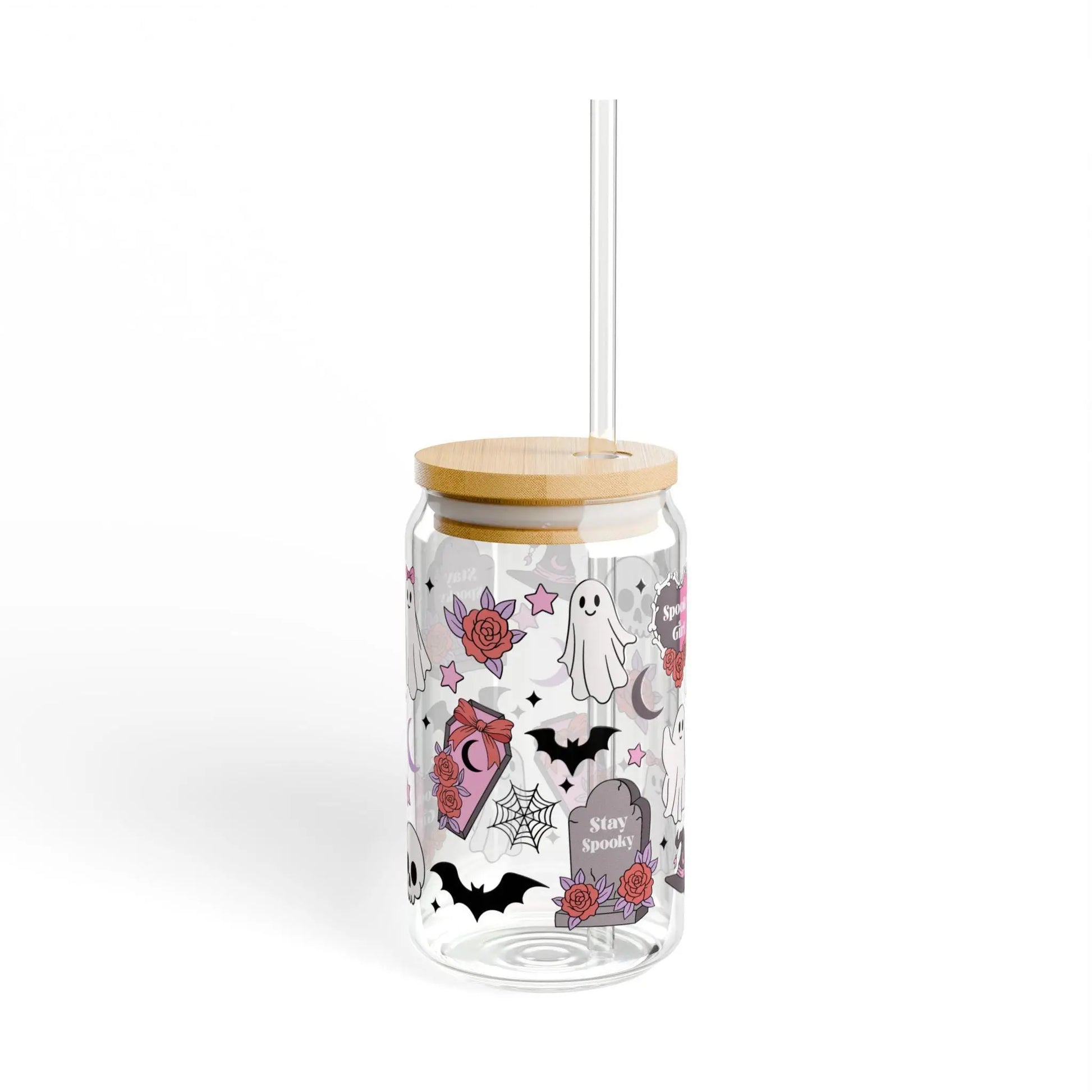 Halloween Sipper Glass: Ghostly Drinkware with Tritan Straw Rainbow Chaos Art Studio