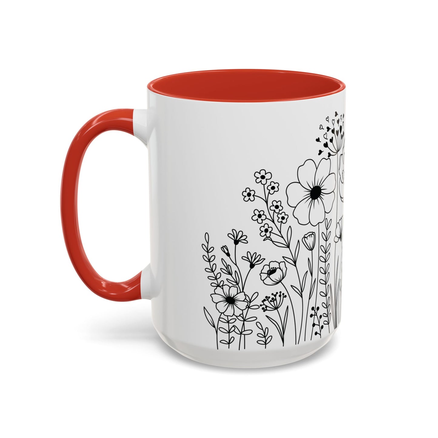 Floral Accent Coffee Mug - Botanical Drinkware, Gift for Plant Lovers, Garden Decor, Spring Birthday, Eco-friendly Mug