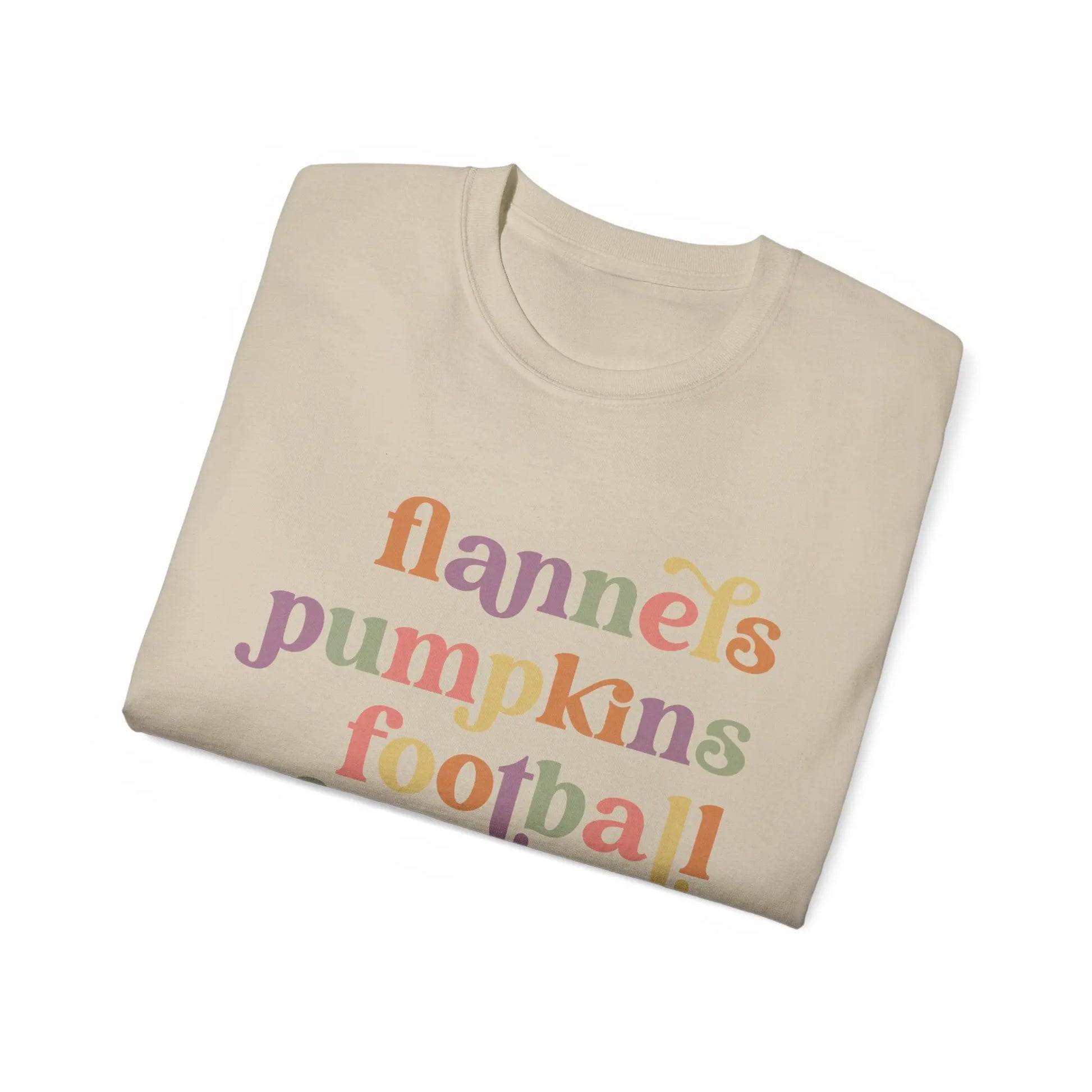 Fall Vibes Unisex Tee, Flannels Pumpkins Football Bonfires Coffee Graphic T-Shirt, Perfect for Autumn Gatherings, Cozy Apparel, Gift [...] Printify