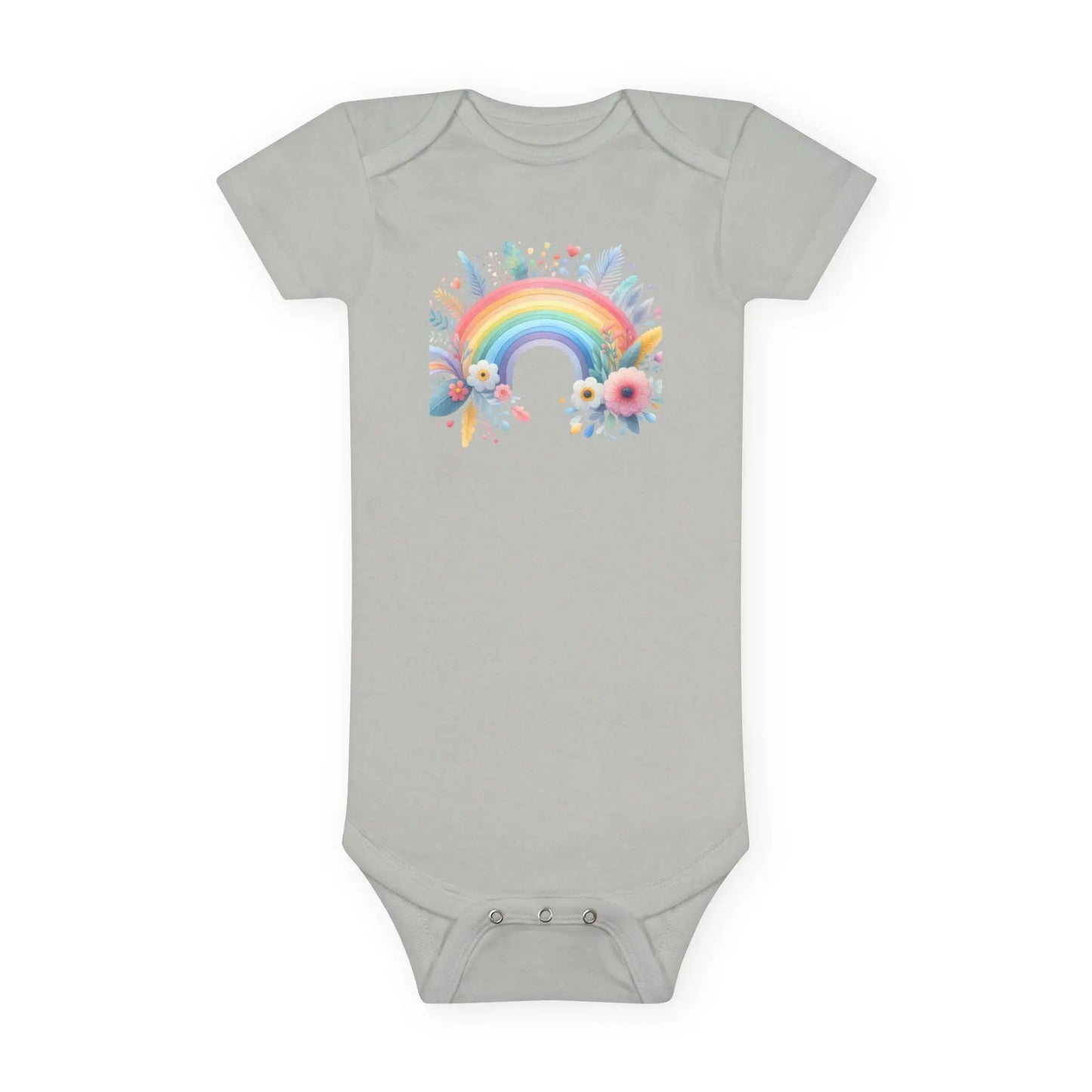 Rainbow Floral Baby Girl Onesie: 100% Cotton Infant Outfit Rainbow Chaos Art Studio