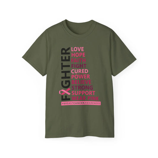 Breast Cancer Awareness Tee, Unisex Cotton T-Shirt for Supporters, Gift for Fighters and Survivors, Wear Pink for a Cause, [...] Printify
