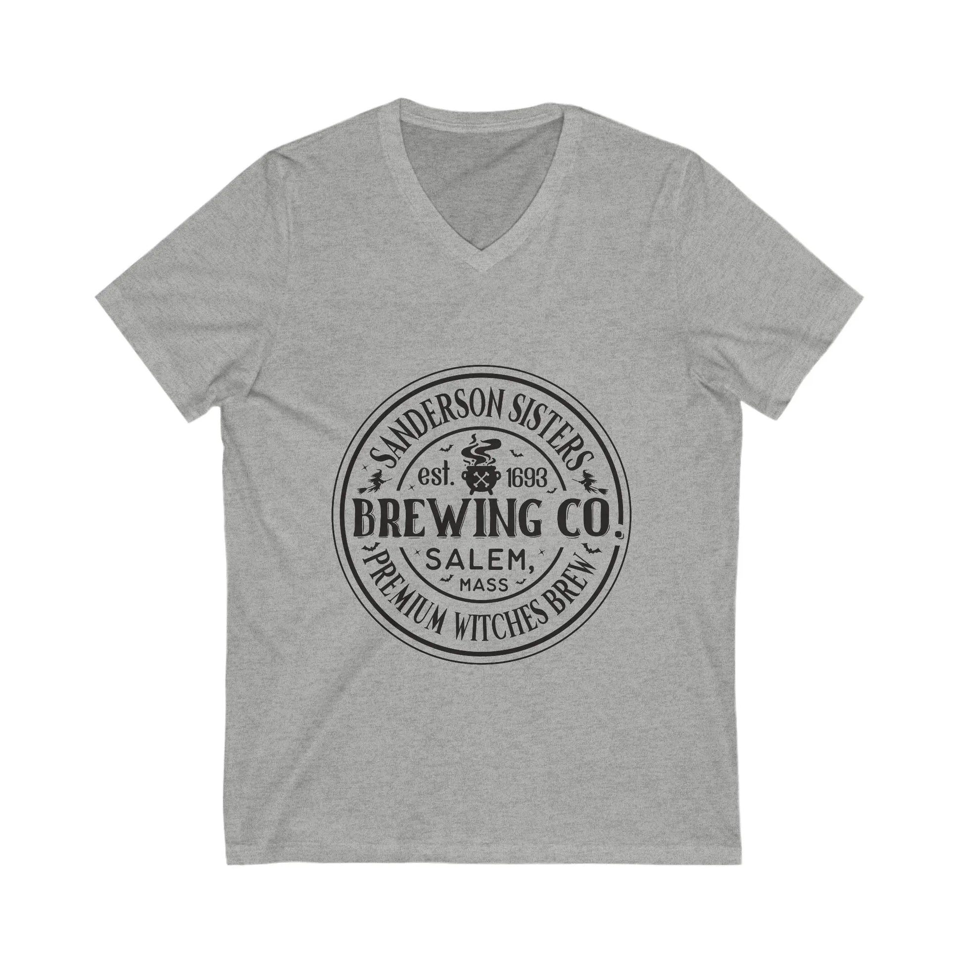 Sanderson Sisters Brewing Co. V-Neck Tee | Fun Halloween Shirt, Witch-Themed Apparel, Gift for Craft Beer Lovers, Unique Party Wear, [...] Printify