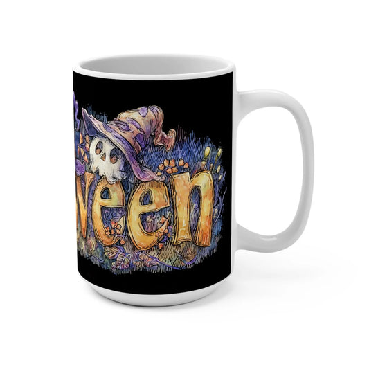 Halloween Pumpkin Mug: Spooky Ghost Coffee Cup - Fall Decor Rainbow Chaos Art Studio