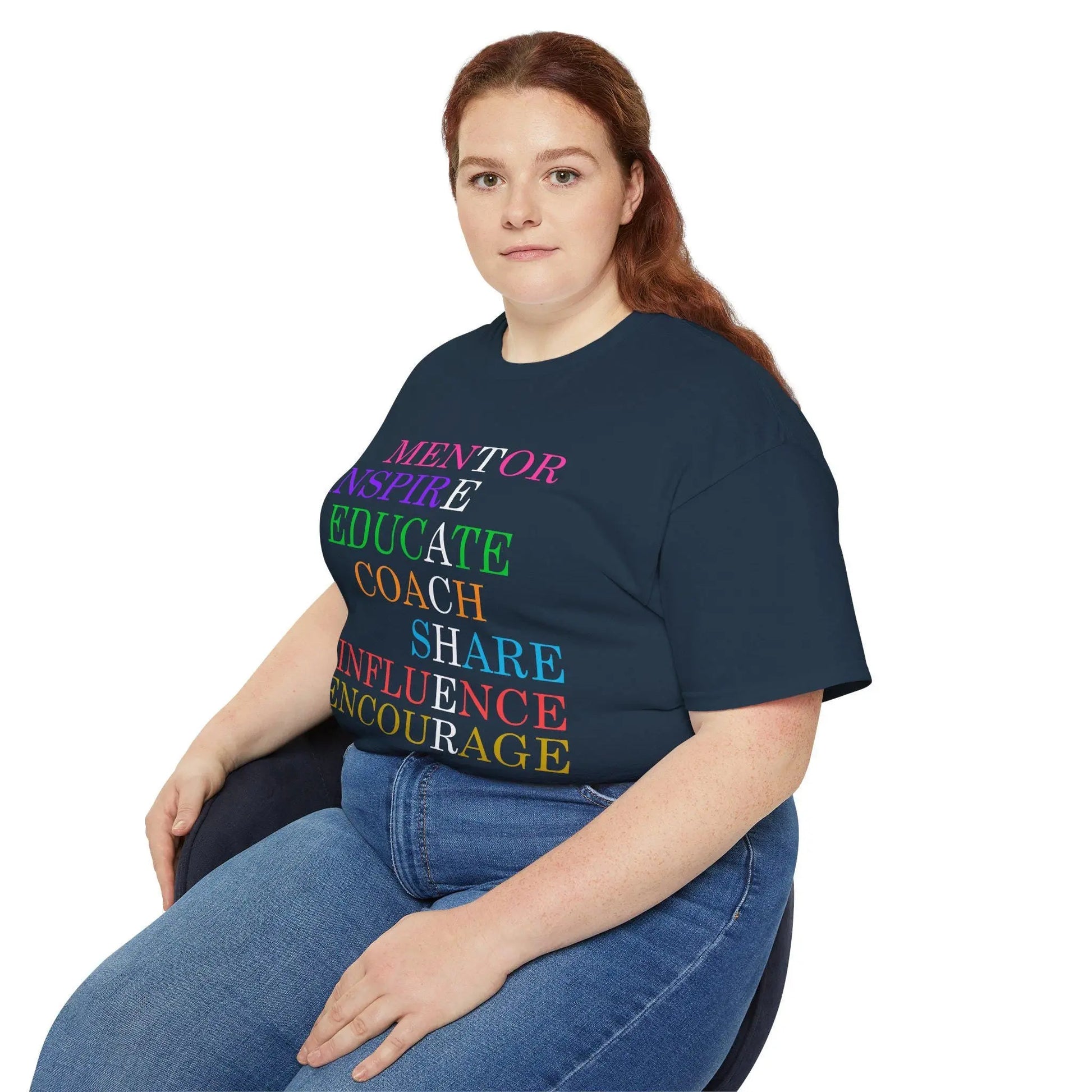 Inspiring Mentor Tee, Empowerment Shirt, Motivational Cotton T-Shirt, Gift for Teachers, Teacher Gifting Rainbow Chaos Art Studio