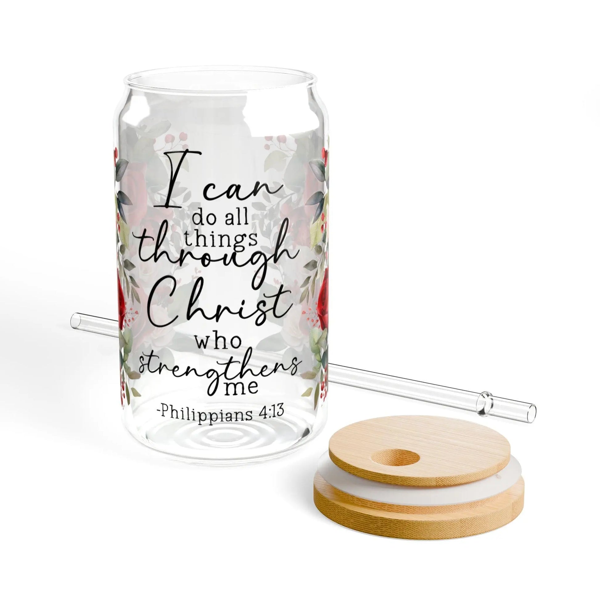 Floral Inspirational Sipper Glass: 16oz Quotes Tumbler Rainbow Chaos Art Studio
