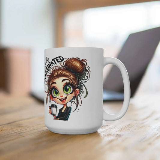Caffeinated Ceramic Mug: Fun Coffee Cup for Home Office Rainbow Chaos Art Studio