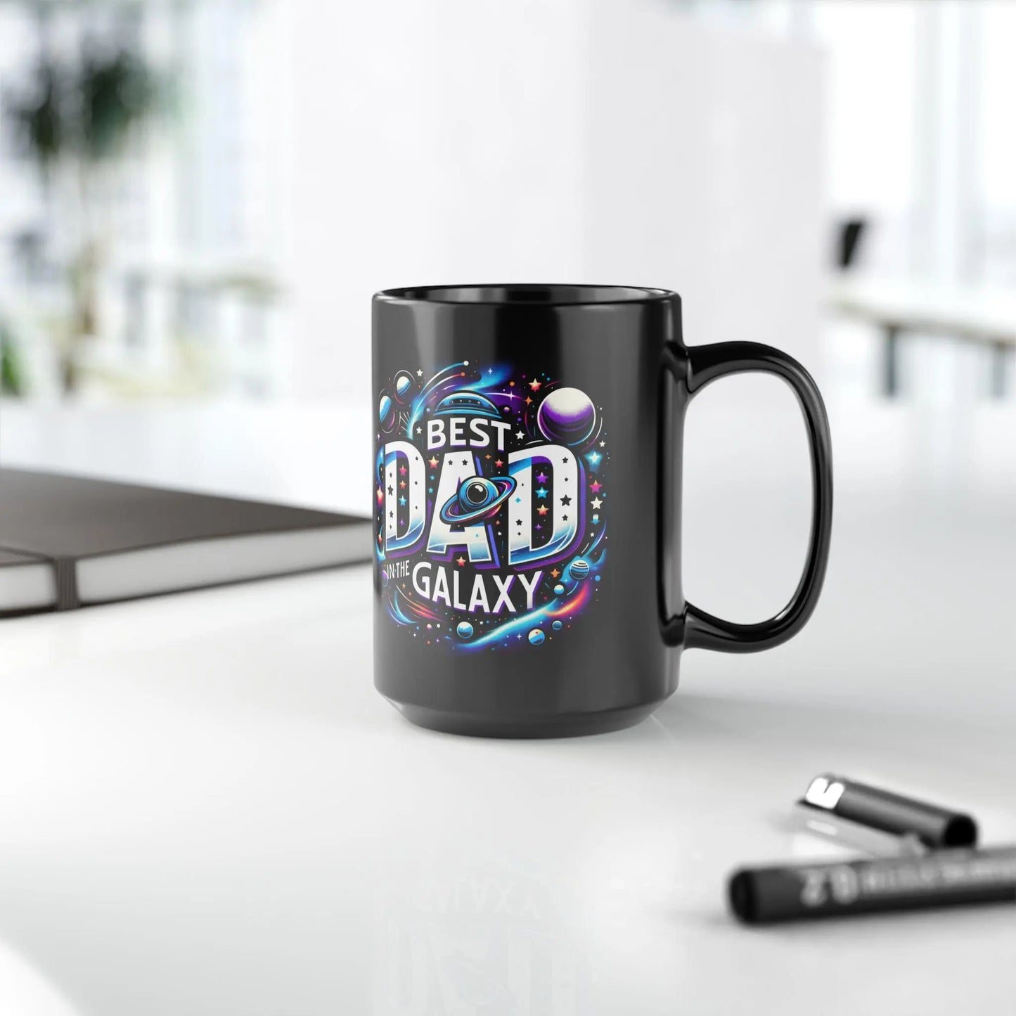 Cosmic Dad Mug, Best Dad in the Galaxy Gift, Funny Coffee Cup, Space Theme, Father's Day, Birthday Present Rainbow Chaos Art Studio