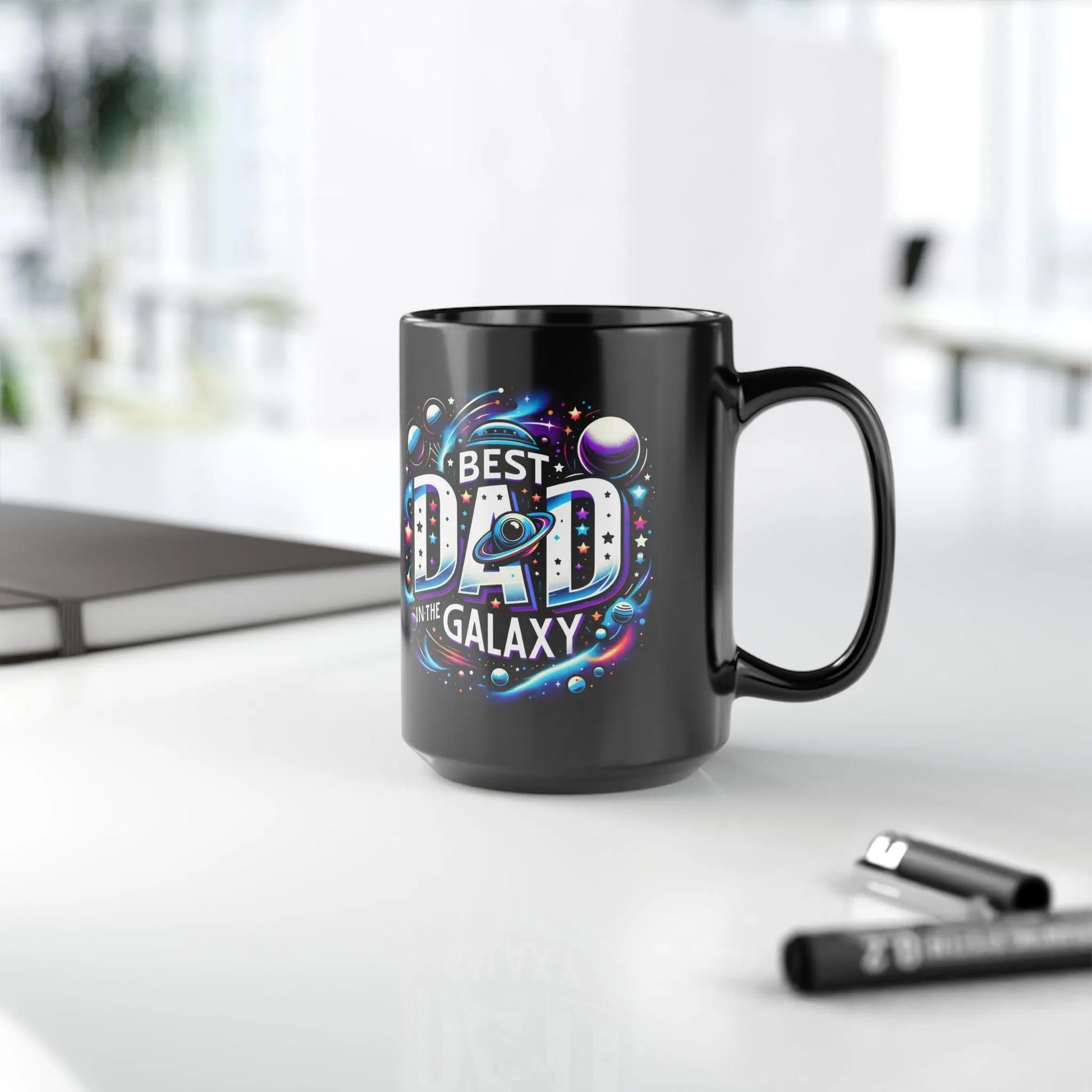 Cosmic Dad Mug, Best Dad in the Galaxy Gift, Funny Coffee Cup, Space Theme, Father's Day, Birthday Present Rainbow Chaos Art Studio