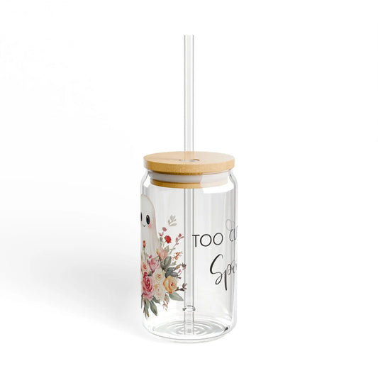 Charming Floral Ghost Sipper Glass, Cute Drinkware, Ideal for Gifts, Home Decor, Halloween or Everyday Use Rainbow Chaos Art Studio