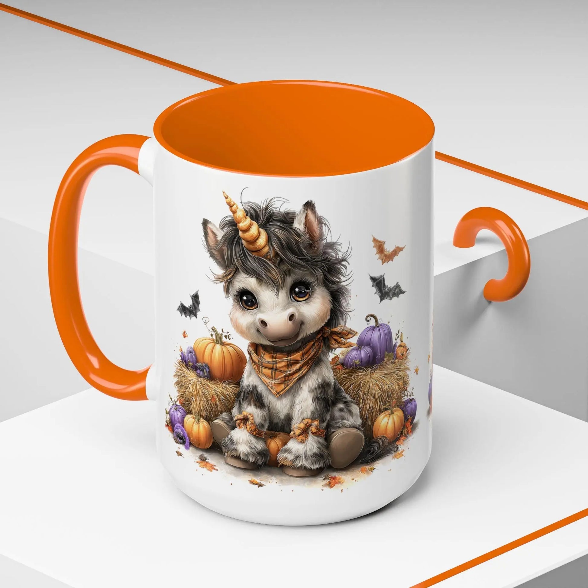 Adorable Unicorn Coffee Mug, Cute Halloween Mug, Pumpkin Decor, Gift for Kids, Unicorn Lover, Fall Celebration Mug Rainbow Chaos Art Studio