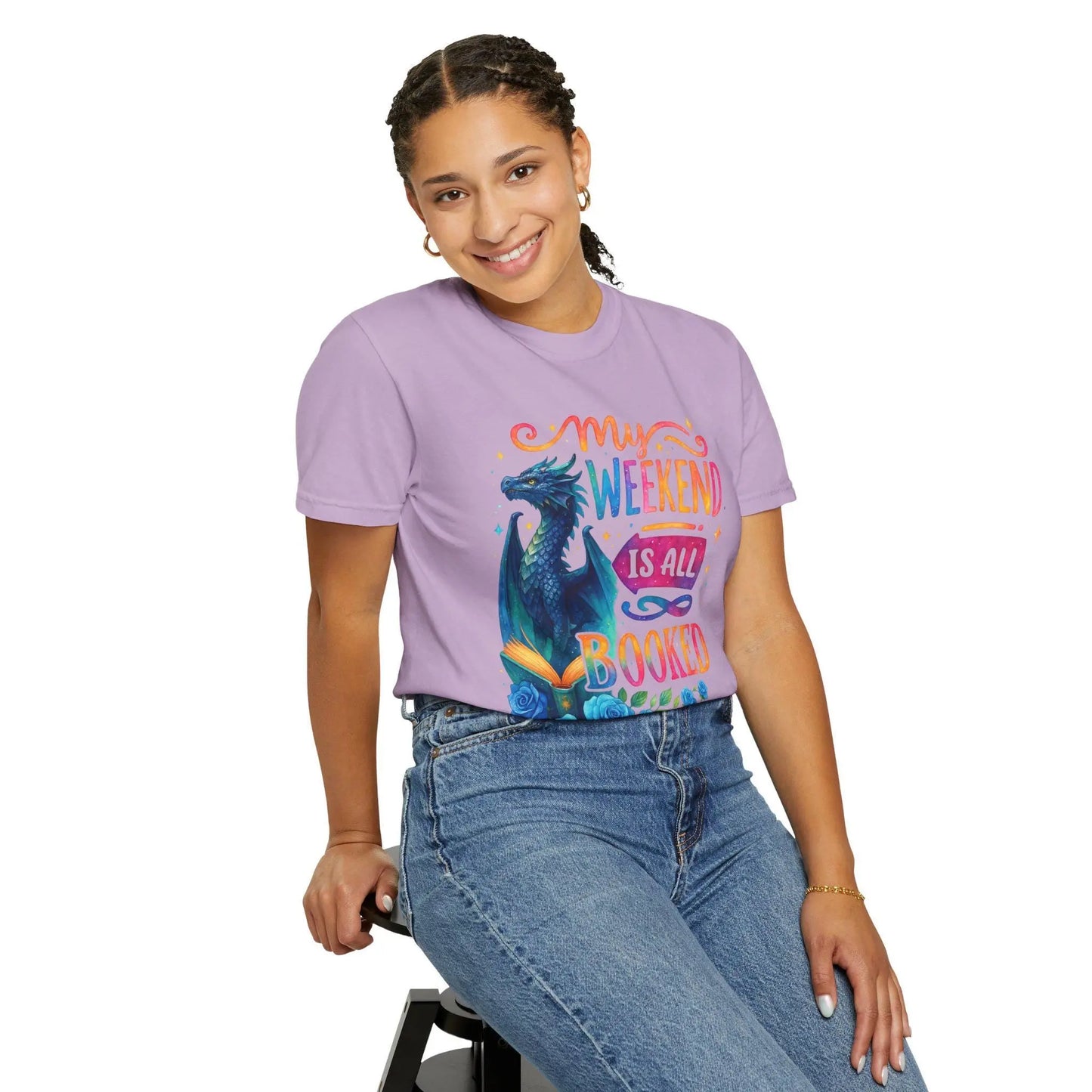 Dragon T-Shirt: Book Lover Gift - Fantasy Weekend Vibes Rainbow Chaos Art Studio