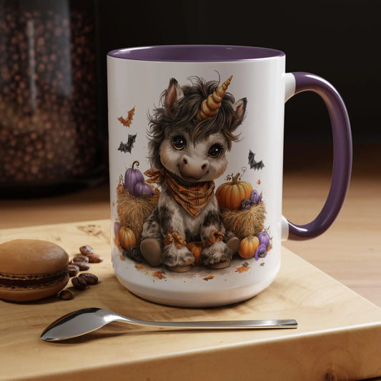 Adorable Unicorn Coffee Mug, Cute Halloween Mug, Pumpkin Decor, Gift for Kids, Unicorn Lover, Fall Celebration Mug Rainbow Chaos Art Studio