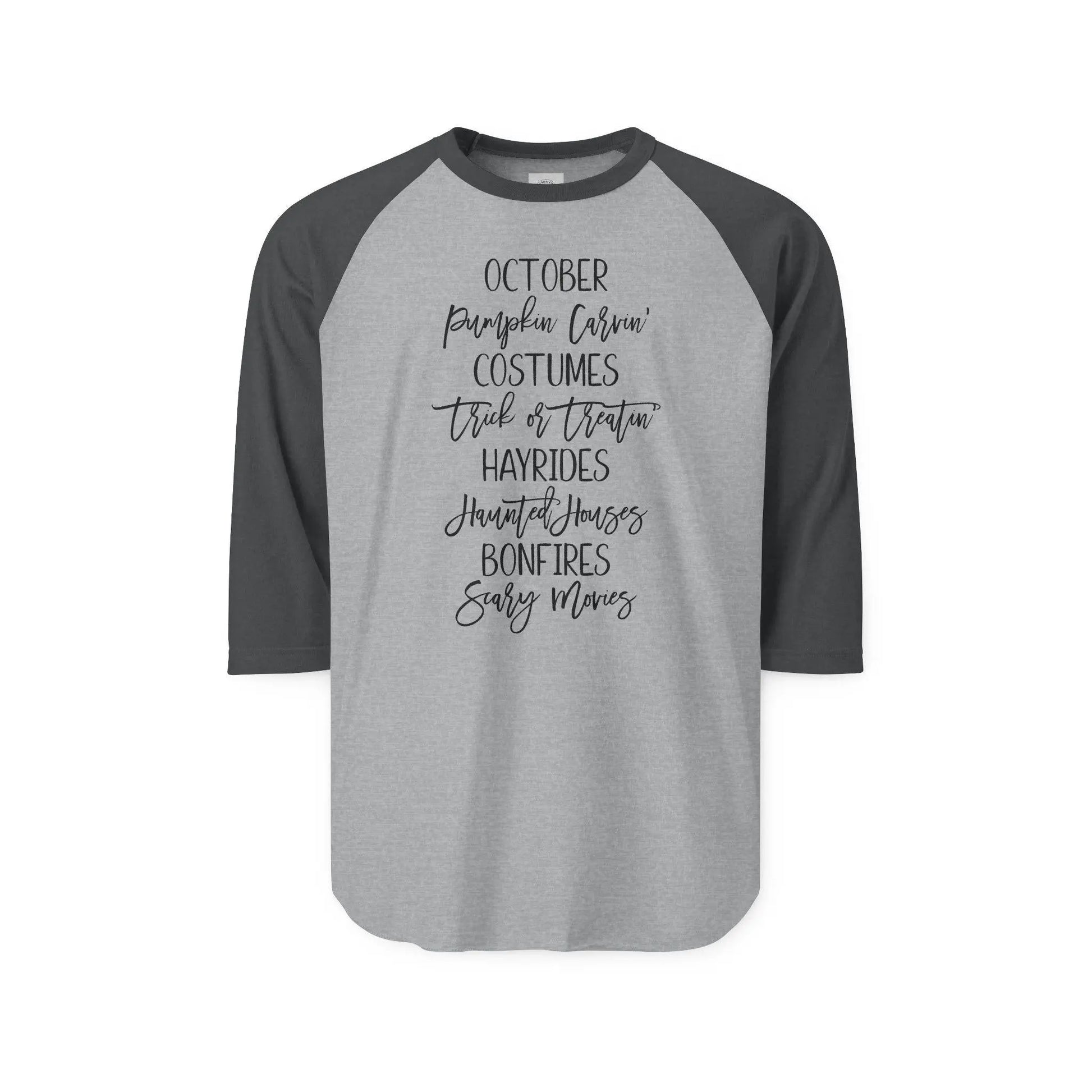 October Celebration Raglan Shirt, Unisex Fall Tee, Halloween Shirt, Cozy Autumn Apparel, Perfect for Hayrides & Bonfires Rainbow Chaos Art Studio