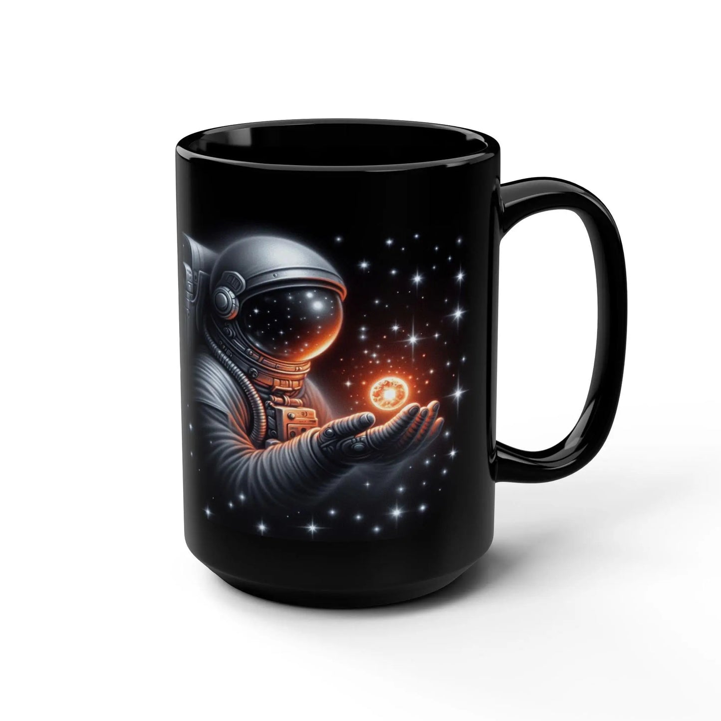 Cosmic Astronaut Coffee Mug: Sci-Fi Space Lover Gift Rainbow Chaos Art Studio