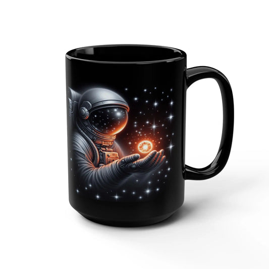 Cosmic Astronaut Coffee Mug: Sci-Fi Space Lover Gift Rainbow Chaos Art Studio