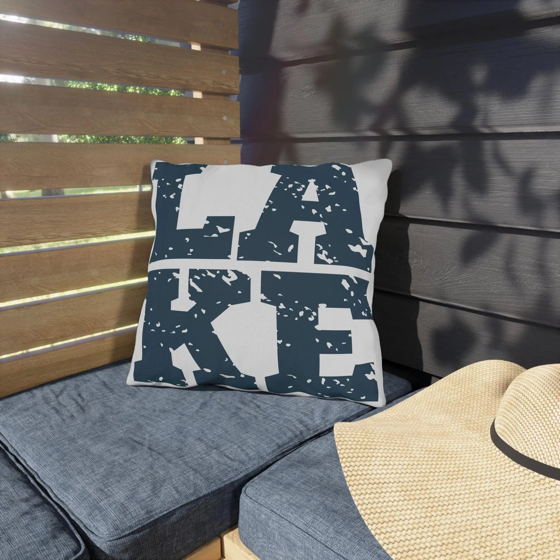 Lake Life Outdoor Pillow: Durable Patio & Poolside Decor Rainbow Chaos Art Studio