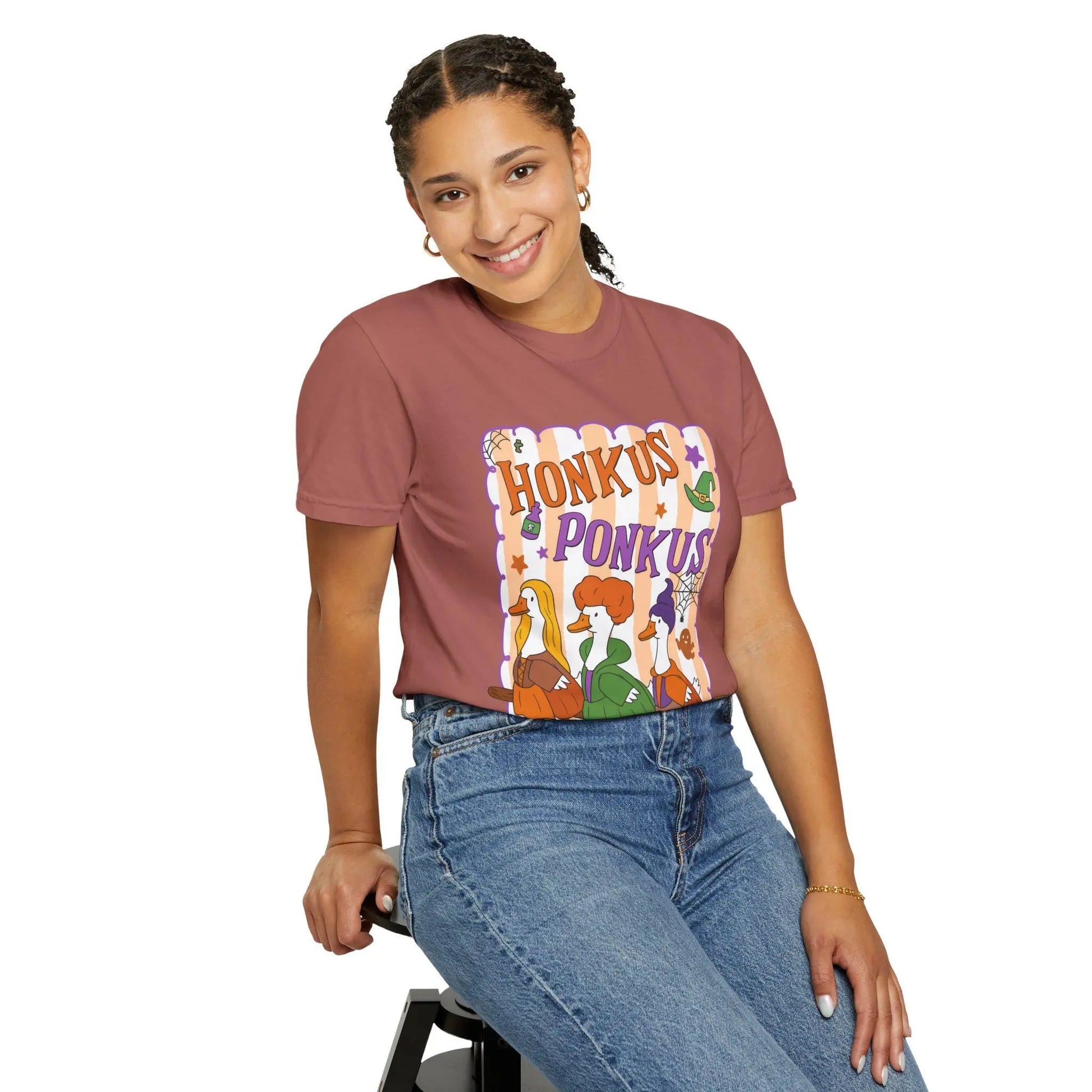 Honkus Ponkus T-Shirt: Unisex Garment-Dyed Goose Tee Rainbow Chaos Art Studio