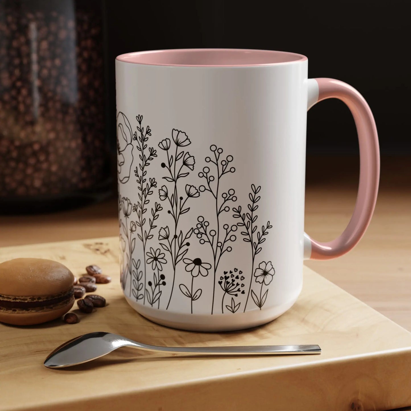 Floral Accent Coffee Mug - Botanical Drinkware, Gift for Plant Lovers, Garden Decor, Spring Birthday, Eco-friendly Mug Printify