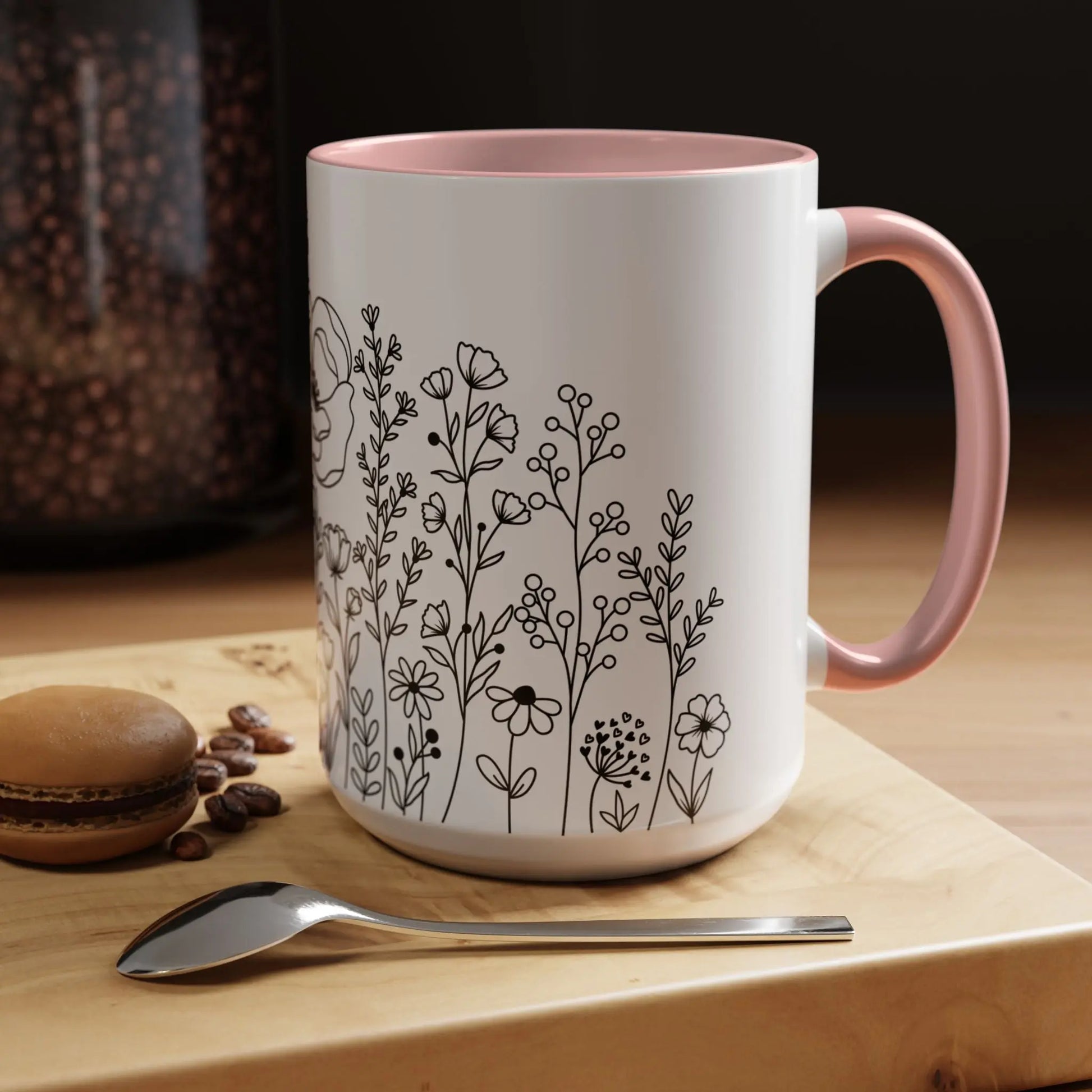 Floral Accent Coffee Mug - Botanical Drinkware, Gift for Plant Lovers, Garden Decor, Spring Birthday, Eco-friendly Mug Printify