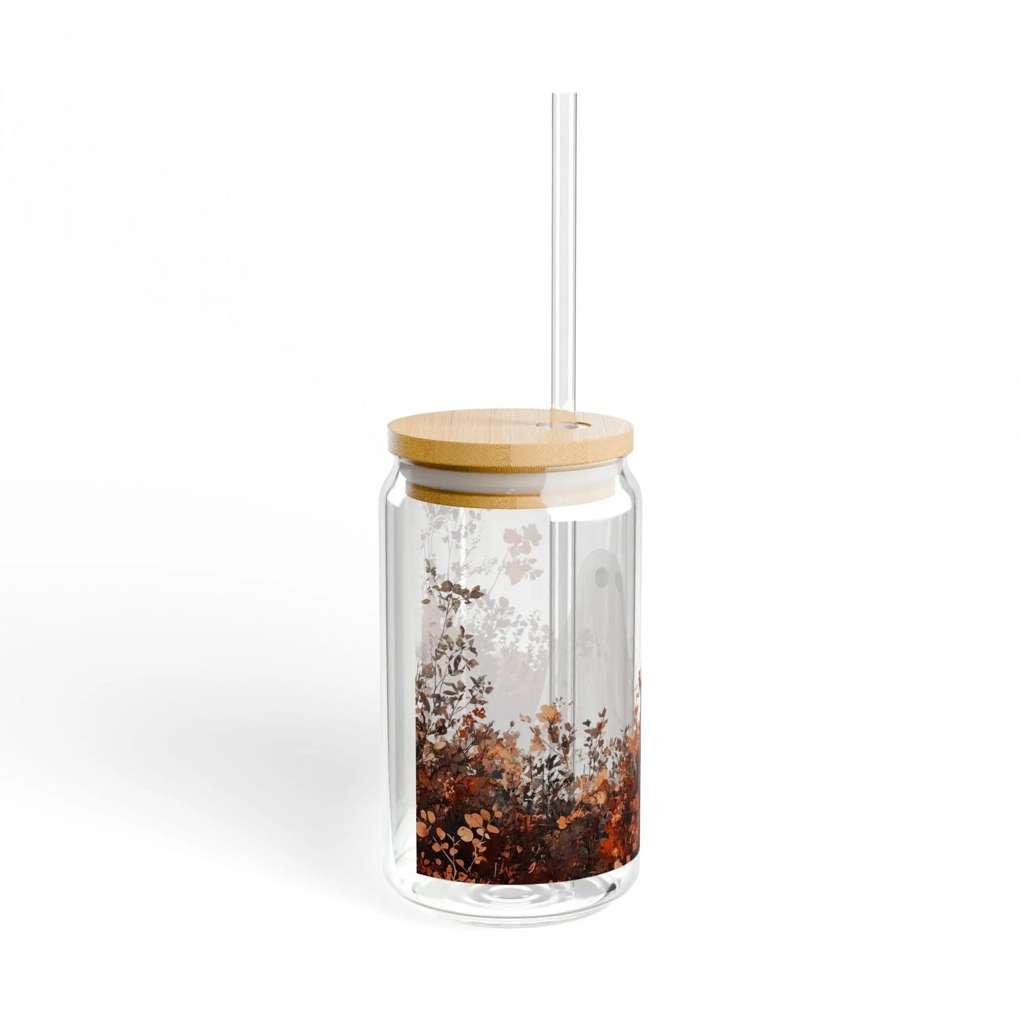 Ghost Sipper Glass: Halloween Drinkware with Straw - 16oz Rainbow Chaos Art Studio