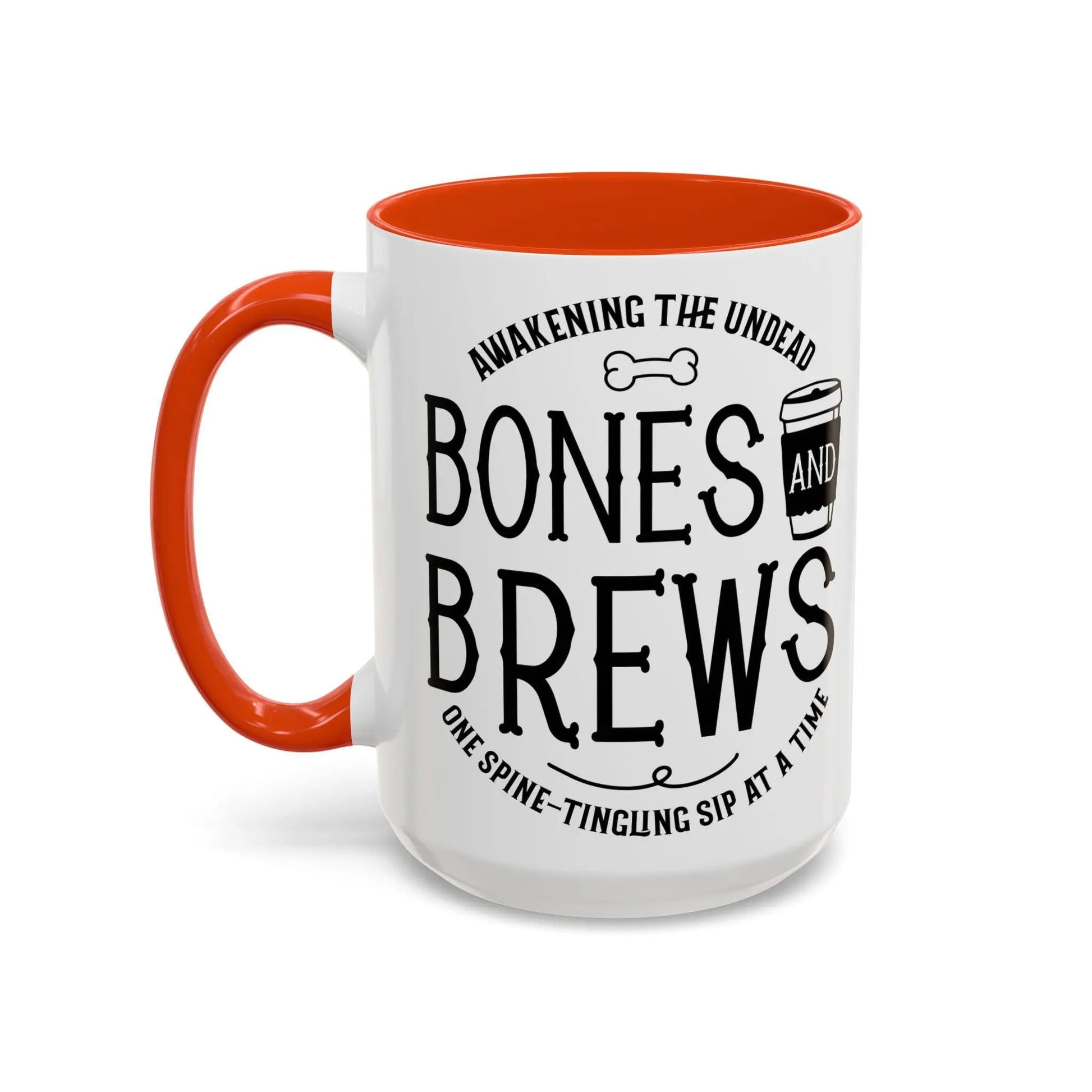 Halloween Coffee Mug: Bones and Brews Design, Colorful Ceramic Rainbow Chaos Art Studio