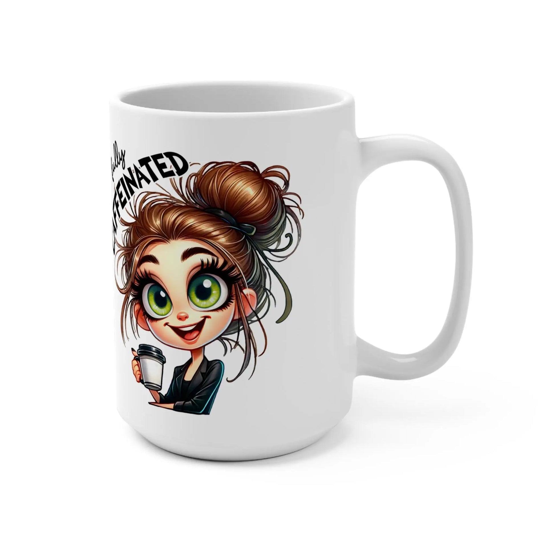 Caffeinated Ceramic Mug: Fun Coffee Cup for Home Office Rainbow Chaos Art Studio