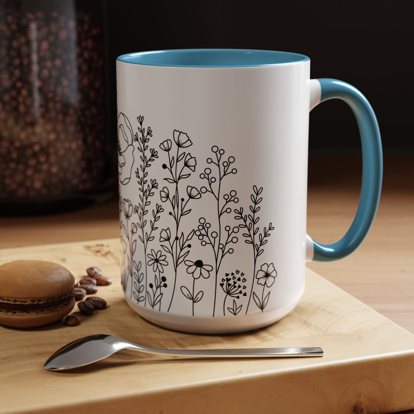 Floral Accent Coffee Mug - Botanical Drinkware, Gift for Plant Lovers, Garden Decor, Spring Birthday, Eco-friendly Mug