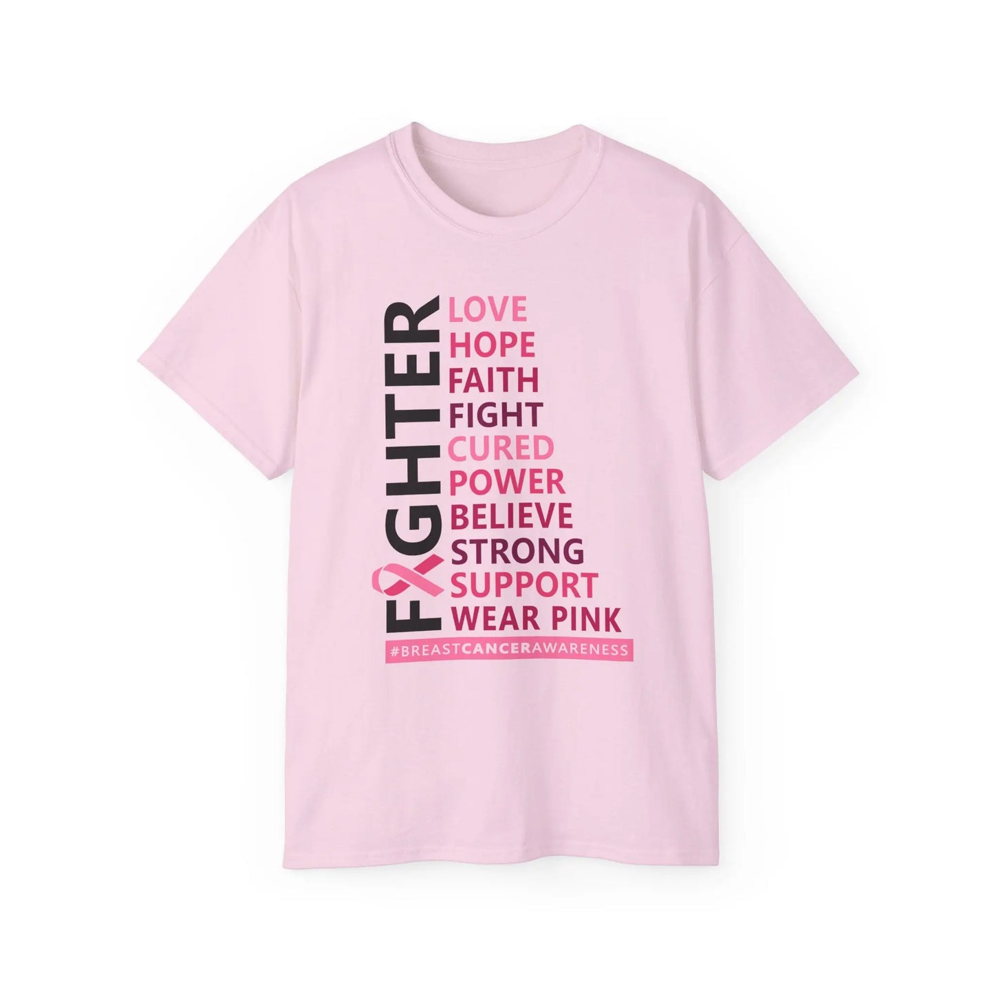 Breast Cancer Awareness Tee, Unisex Cotton T-Shirt for Supporters, Gift for Fighters and Survivors, Wear Pink for a Cause, [...] Printify