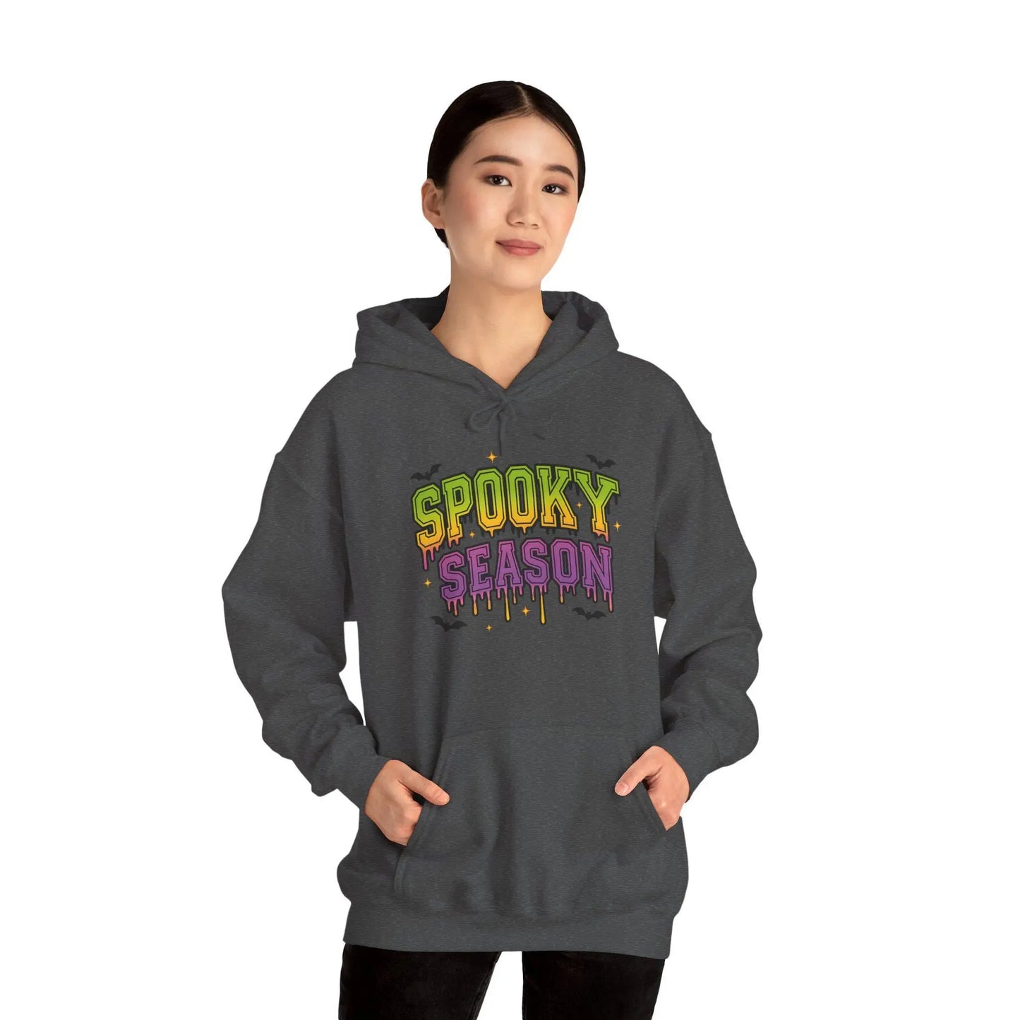 Cozy Spooky Season Hoodie: Unisex Halloween Sweatshirt Rainbow Chaos Art Studio