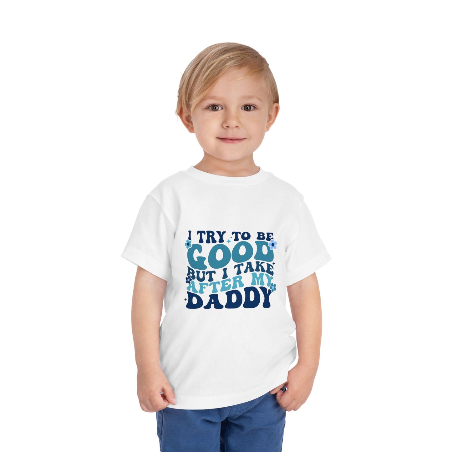 Toddler Short Sleeve Tee - "I Try to Be Good But I Take After My Daddy" | Cute Kids T-Shirt, Father's Day Gift, Family Outfit, Playful [...]