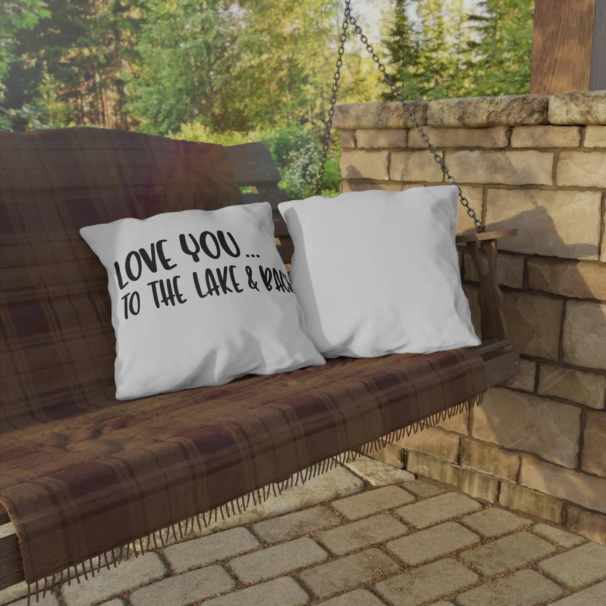 Lake Life Outdoor Pillow: Water & UV Resistant Patio Cushion Rainbow Chaos Art Studio