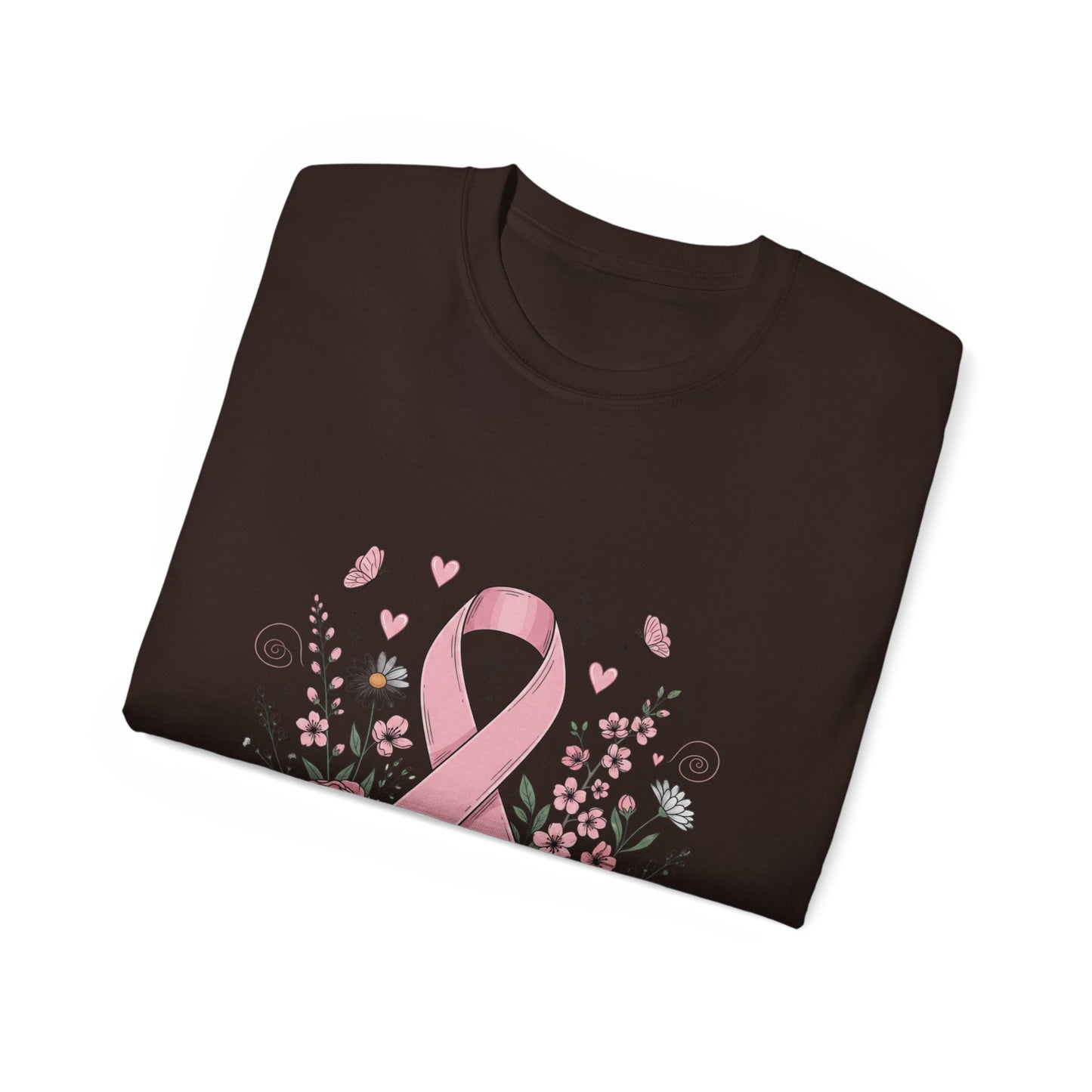 Breast Cancer Awareness Tee, Support Shirt, Floral Ribbon Design, Gift for Her, Unisex T-Shirt
