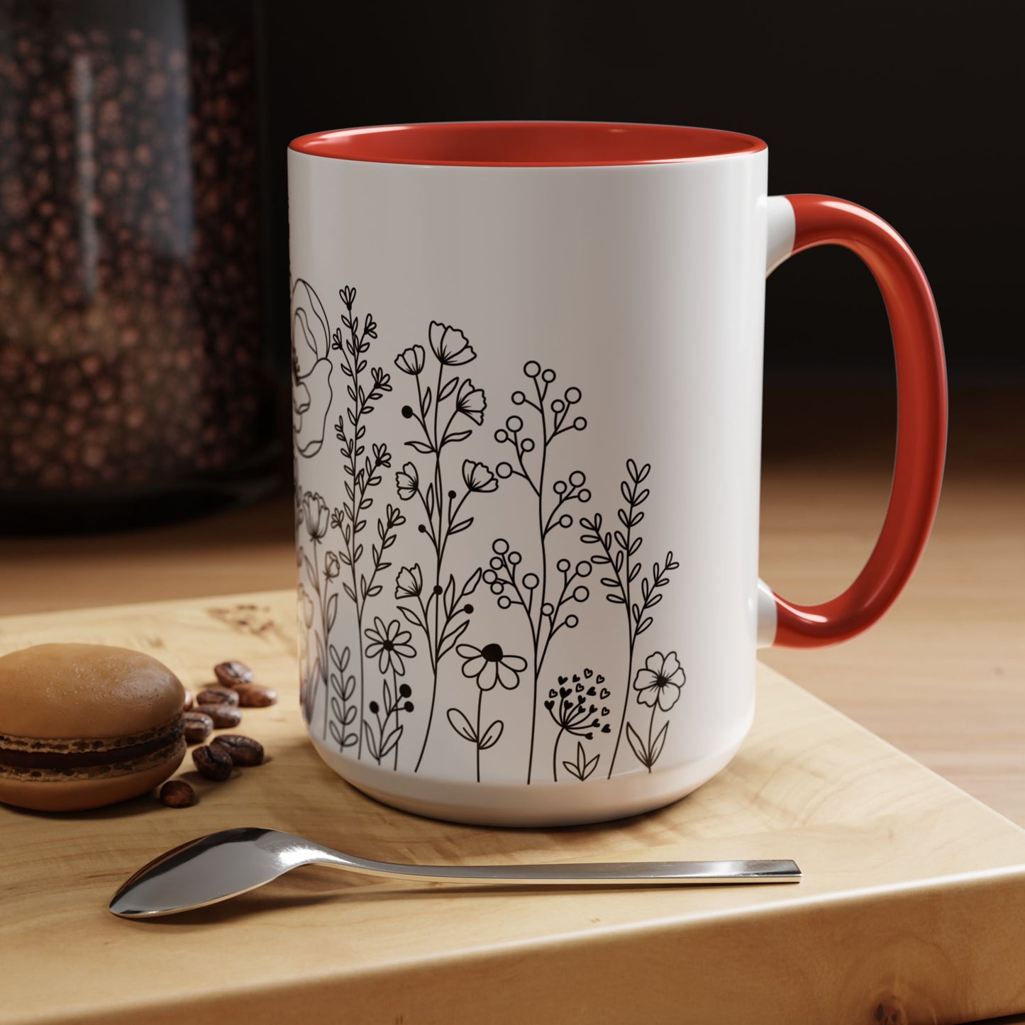 Floral Accent Coffee Mug - Botanical Drinkware, Gift for Plant Lovers, Garden Decor, Spring Birthday, Eco-friendly Mug