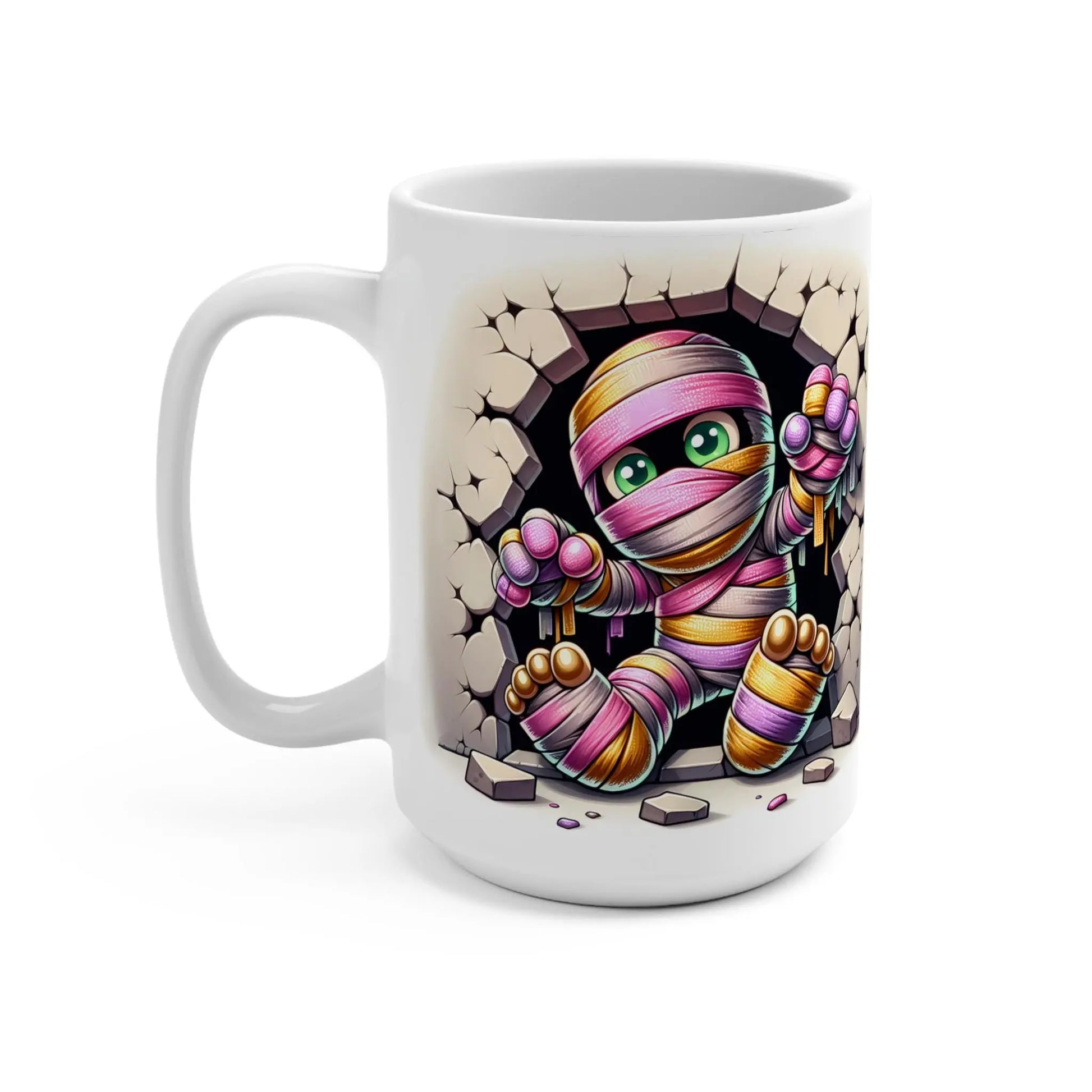 Cute Mummy Halloween Mug, Fun Coffee Cup, Halloween Gift, Unique Kitchen Decor, Vibrant Artwork, Birthday Gift Rainbow Chaos Art Studio
