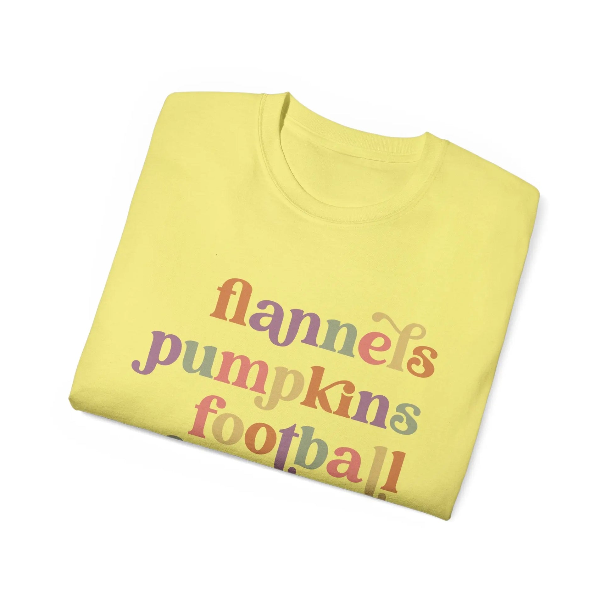 Fall Vibes Unisex Tee, Flannels Pumpkins Football Bonfires Coffee Graphic T-Shirt, Perfect for Autumn Gatherings, Cozy Apparel, Gift [...] Printify