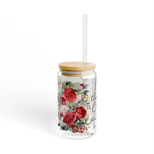 Floral Inspirational Sipper Glass: 16oz Quotes Tumbler Rainbow Chaos Art Studio