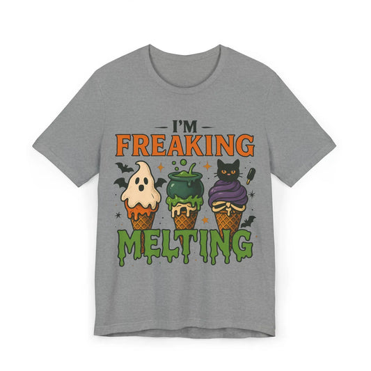 Halloween Cat Ice Cream T-Shirt: Funny Spooky Graphic Tee Rainbow Chaos Art Studio