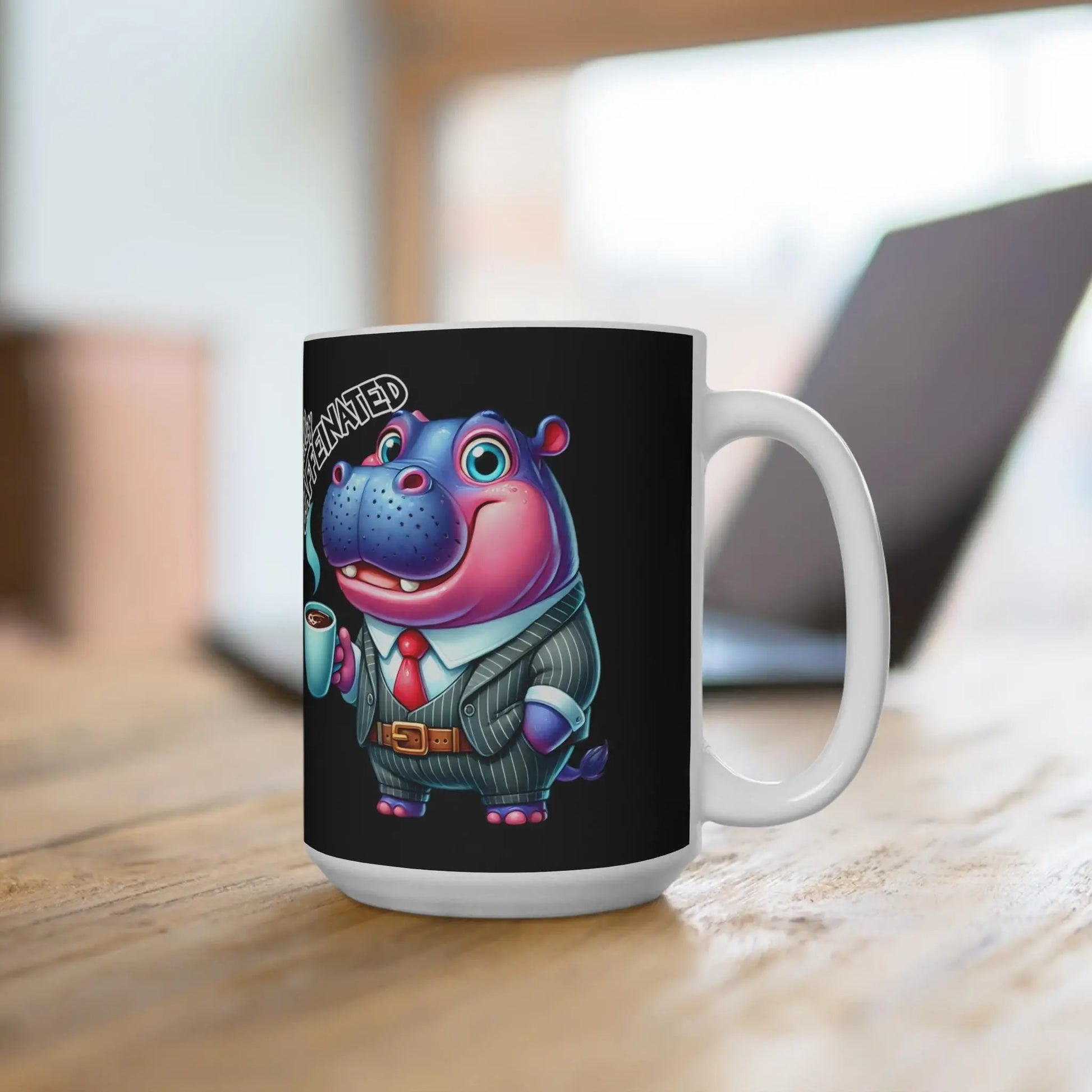 Caffeinated Hippo Mug - Fun Coffee Cup, Cute Animal Gift, Office Coffee Mug, Unique Birthday Present, Quirky Home Decor Rainbow Chaos Art Studio