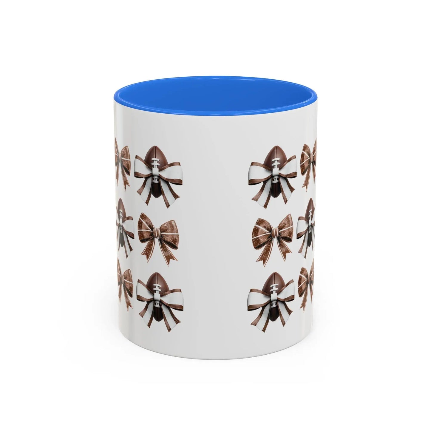 Football Bow Mugs | Elegant Coffee Cup, Gift for Her, Home Decor, Birthday Gifts | 11 oz & 15 oz Rainbow Chaos Art Studio