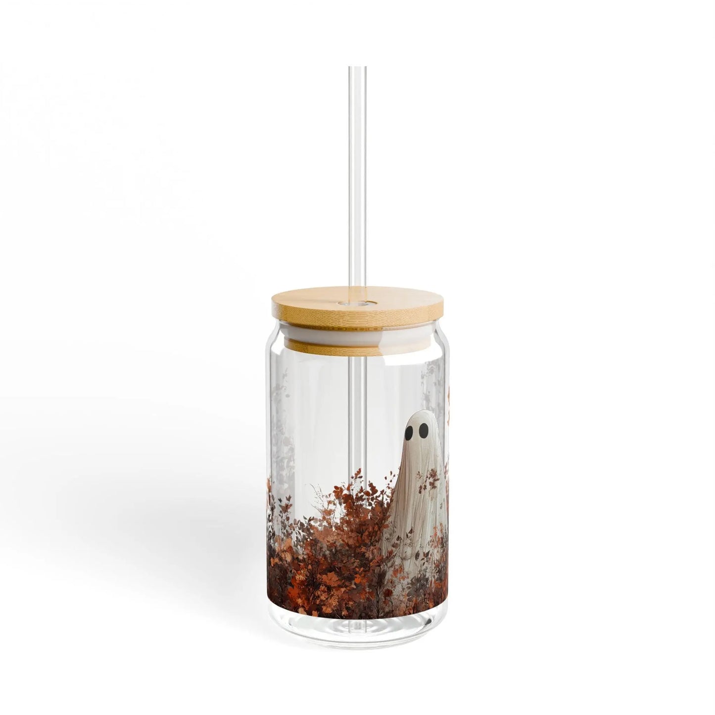 Ghost Sipper Glass: Halloween Drinkware with Straw - 16oz Rainbow Chaos Art Studio