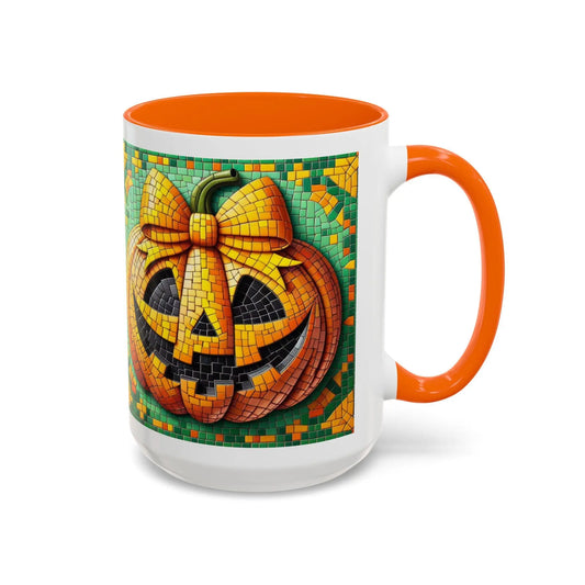 Halloween Pumpkin Accent Coffee Mug, Festive Drinkware, Jack-O-Lantern Porcelain, Fall Decor, Spooky Kitchen Gift Rainbow Chaos Art Studio