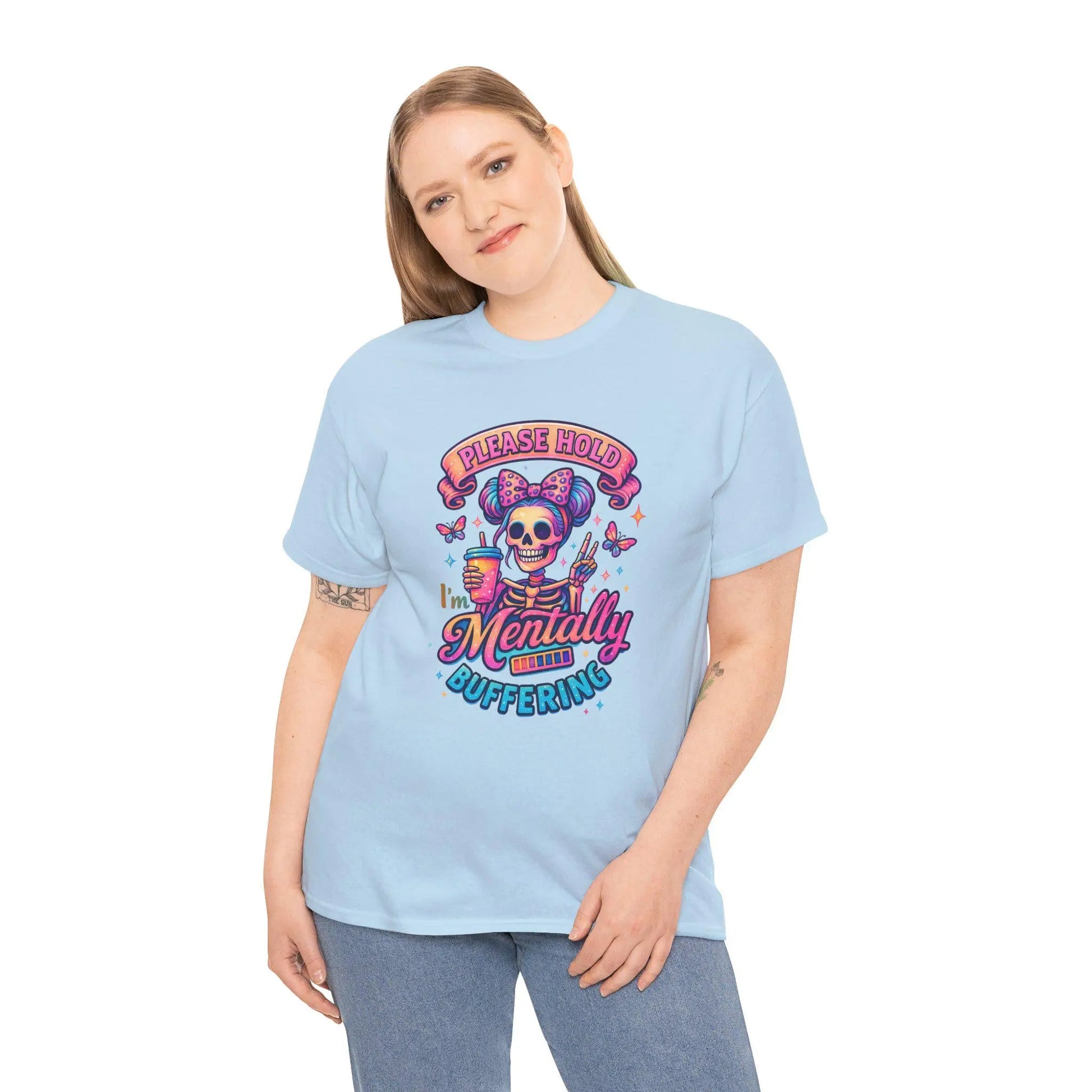 Mentally Loading Graphic Tee: Quirky Unisex Comfort T-Shirt Rainbow Chaos Art Studio