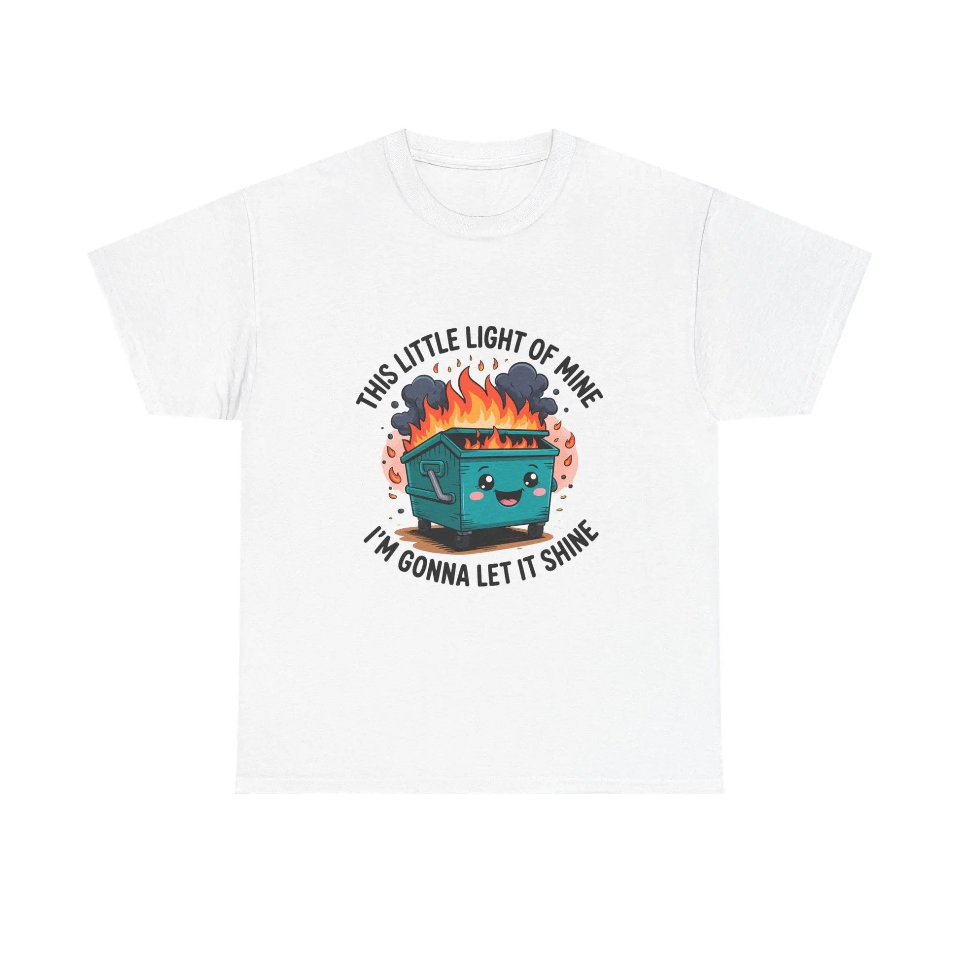 Dumpster Fire Graphic T-Shirt: Eco-Friendly Humor Tee Rainbow Chaos Art Studio