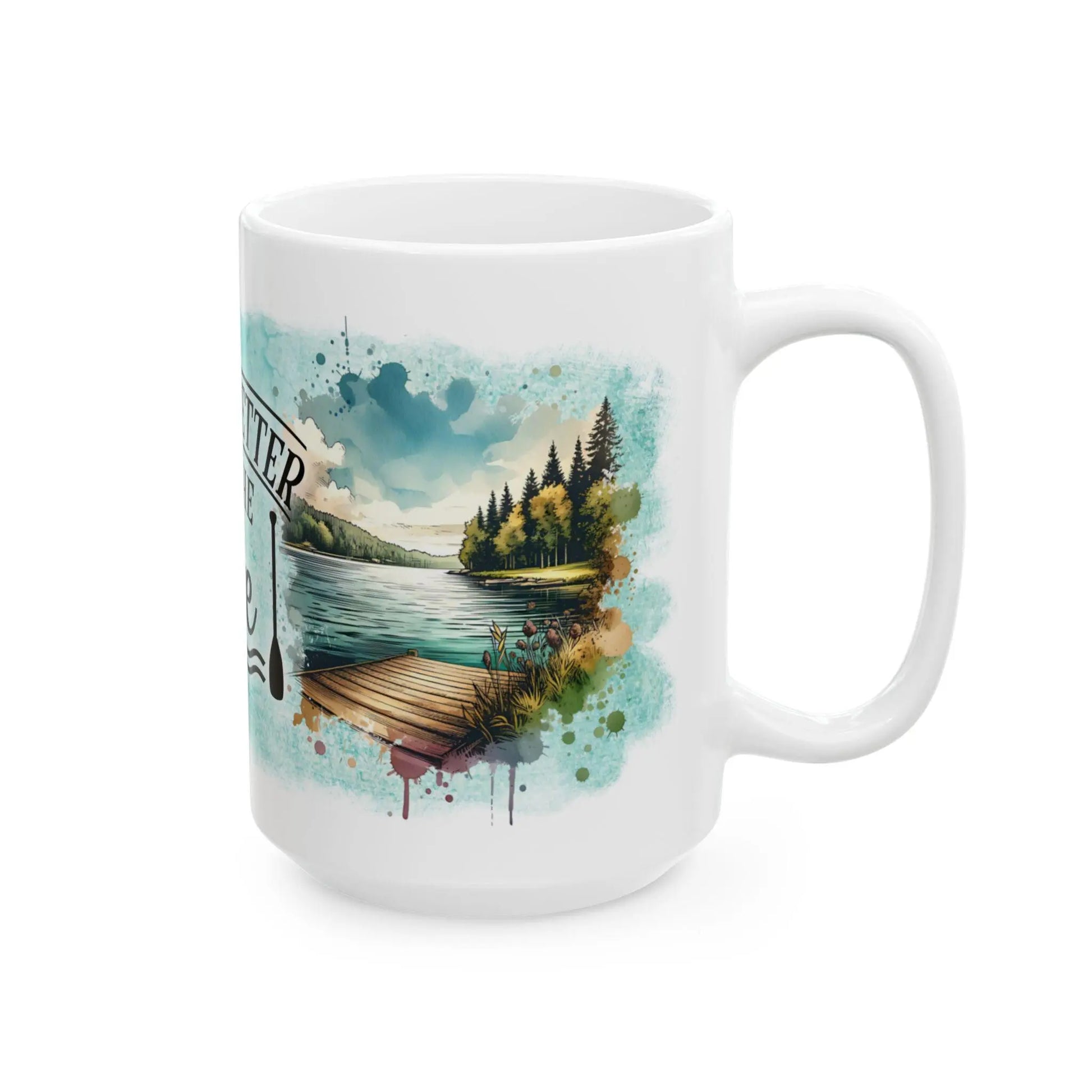 Life Is Better at the Lake Ceramic Mug Rainbow Chaos Art Studio