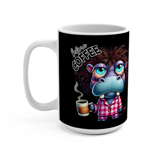 Caffeinated Hippo Mug - Fun Coffee Cup, Cute Animal Gift, Office Coffee Mug, Unique Birthday Present, Quirky Home Decor Rainbow Chaos Art Studio