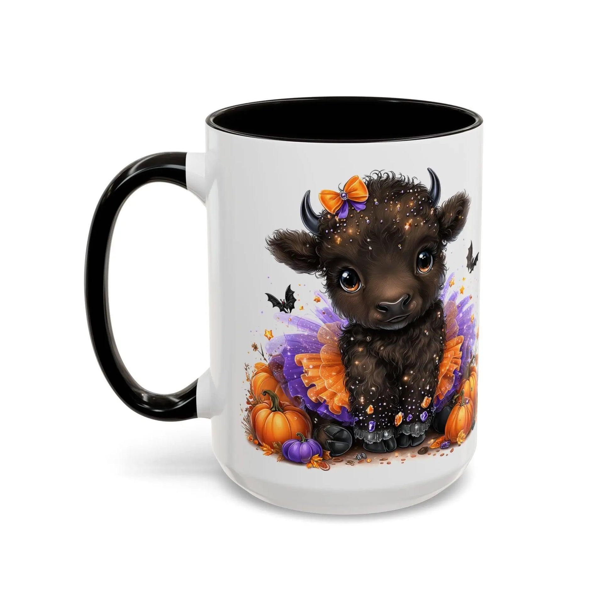 Autumn Cow Mug: Colorful Farmhouse Decor, Thanksgiving Gift Rainbow Chaos Art Studio